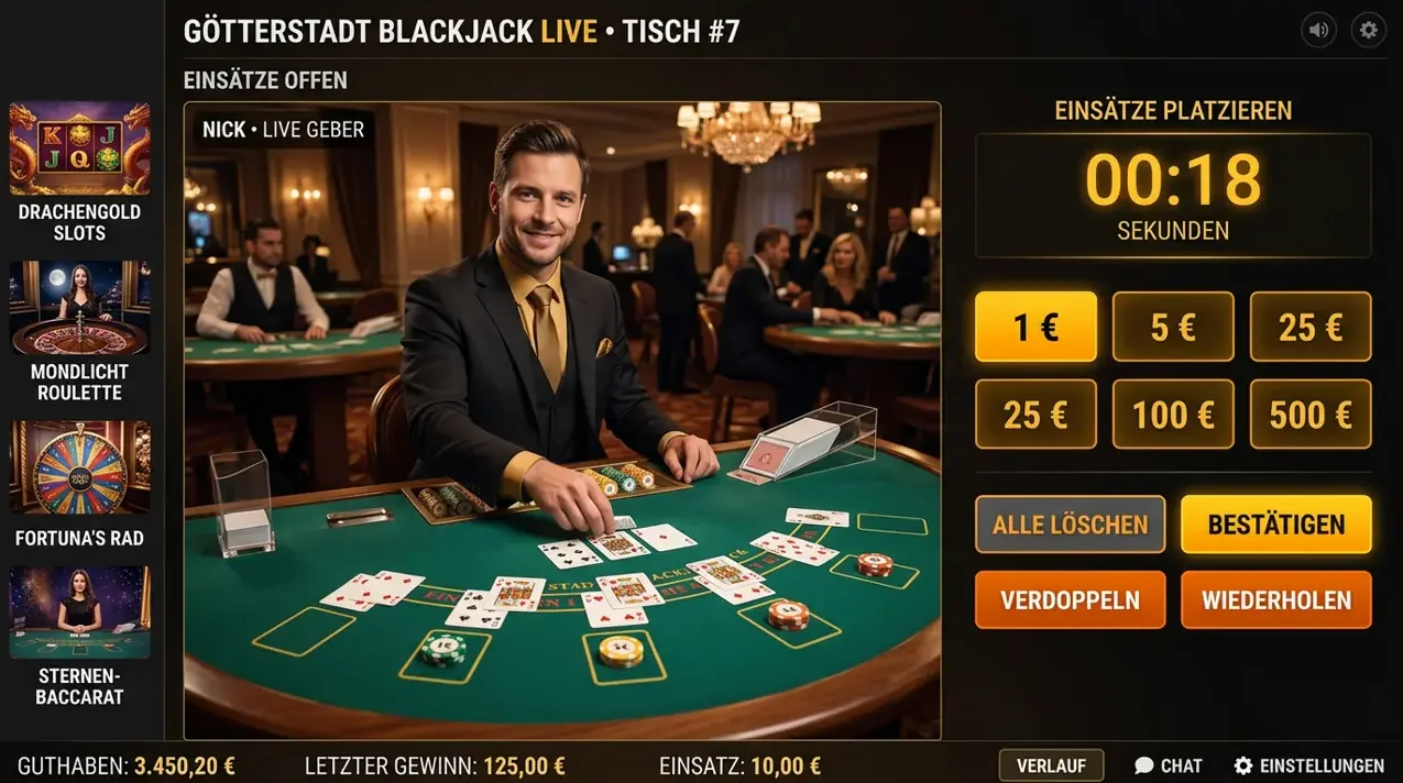 Beliebt bei Winz: Live-Casino